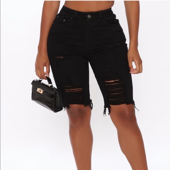black ripped shorts fashion nova